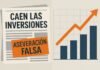 Las inversiones no están cayendo: lo que sí cae es la ética informativa Gráfico estilizado de inversión creciente en México, contrastado con titulares alarmistas que anuncian un desplome inexistente.