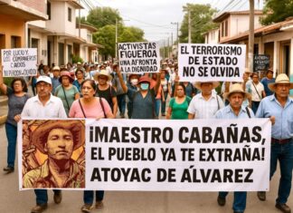 Honrar al represor: el error político que exhibe la fragilidad ideológica en Guerrero Manifestación en Atoyac de Álvarez en memoria de Lucio Cabañas, en protesta por el homenaje oficial a Rubén Figueroa.