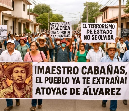 Honrar al represor: el error político que exhibe la fragilidad ideológica en Guerrero Manifestación en Atoyac de Álvarez en memoria de Lucio Cabañas, en protesta por el homenaje oficial a Rubén Figueroa.