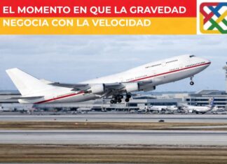 ¿Cómo despega algo que pesa cientos de toneladas? Avión comercial despegando de una pista en un aeropuerto convencional, con la nariz elevada y el tren de aterrizaje aún extendido mientras comienza el ascenso.