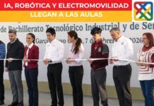 Sheinbaum inaugura Bachillerato Nacional en García Nuevo León, con carreras en IA, Robótica y Electromovilidad Funcionarios y estudiantes participan en el corte de listón del nuevo plantel CBTIS No. 299 del Bachillerato Nacional en García, Nuevo León, durante su inauguración oficial.