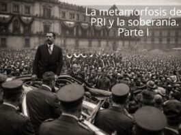 El PRI preneoliberal: autoritarismo con conciencia de Estado (1938–1982) Acto cívico masivo en el Zócalo de la Ciudad de México durante el siglo XX, con el Palacio Nacional al fondo y símbolos del Estado mexicano.