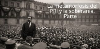 El PRI preneoliberal: autoritarismo con conciencia de Estado (1938–1982) Acto cívico masivo en el Zócalo de la Ciudad de México durante el siglo XX, con el Palacio Nacional al fondo y símbolos del Estado mexicano.
