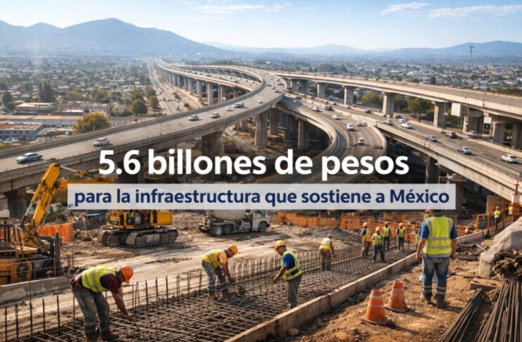 Plan de inversión pública-privada 2026-2030: 5.6 billones de pesos para reactivar el desarrollo nacional Distribuidor vial de varios niveles en construcción, con trabajadores y maquinaria pesada, como representación de la infraestructura estratégica que el Estado busca impulsar mediante inversión pública-privada.