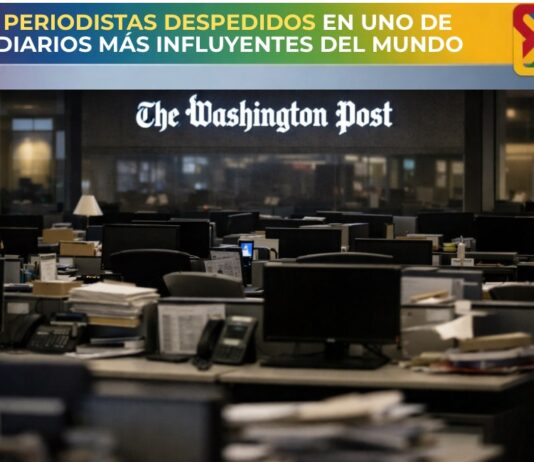 The Washington Post despide a cerca de 300 periodistas en una de las mayores reestructuraciones de su historia Sala de redacción del Washington Post casi vacía, con escritorios, computadoras y documentos en silencio, bajo la iluminación tenue del edificio.