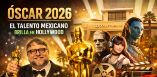 Óscar 2026: el cine mundial celebra a sus ganadores y el talento mexicano vuelve a destacar Imagen conceptual sobre los Premios Óscar 2026 con la estatuilla dorada al centro, el Dolby Theatre de Hollywood al fondo y elementos que representan la participación del talento mexicano en la industria cinematográfica internacional.