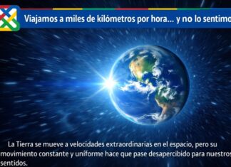 ¿Por qué no sentimos la velocidad a la que viaja la Tierra? Planeta Tierra en el espacio con efecto de movimiento y estrellas difuminadas, iluminado por el Sol desde un costado.