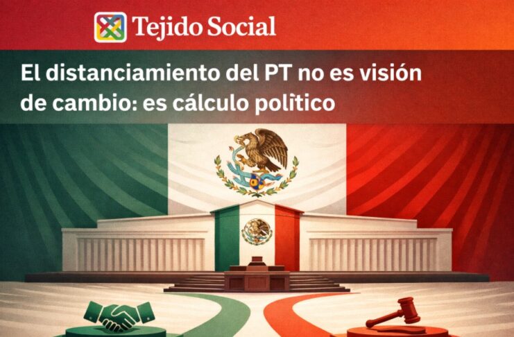 La 4T ante su mayor prueba: no perderse en la política que prometió transformar Ilustración del Congreso mexicano con dos caminos simbólicos: uno representado por un apretón de manos (negociación) y otro por un mazo (decisión institucional), sobre fondo de la bandera nacional.