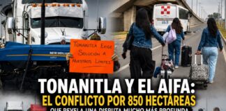 Tonanitla y el AIFA: el conflicto por 850 hectáreas que revela una disputa mucho más profunda Personas bloquean accesos vehiculares cercanos al AIFA en medio del conflicto territorial entre Tonanitla y Tecámac por 850 hectáreas en disputa.