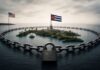 ¿Por qué Estados Unidos bloquea y amenaza a Cuba? Imagen conceptual de la tensión política entre Cuba y Estados Unidos, con símbolos de ambas naciones y elementos de bloqueo económico.