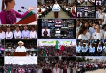 Cientos de Miles acompañan a Sheinbaum en todo el país durante la rendición de cuentas a dos años de su triunfo electoral Collage de imágenes de la rendición de cuentas de Claudia Sheinbaum, mostrando a la presidenta durante su discurso y diversas concentraciones multitudinarias realizadas simultáneamente en distintos estados de México.
