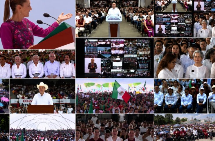 Cientos de Miles acompañan a Sheinbaum en todo el país durante la rendición de cuentas a dos años de su triunfo electoral Collage de imágenes de la rendición de cuentas de Claudia Sheinbaum, mostrando a la presidenta durante su discurso y diversas concentraciones multitudinarias realizadas simultáneamente en distintos estados de México.