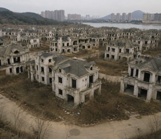 La maternidad en descenso: menos hijos, más envejecimiento y una inmigración cada vez más necesaria Imagen conceptual de una ciudad fantasma con viviendas abandonadas y paisaje urbano vacío, utilizada para ilustrar la crisis demográfica y la caída de la natalidad.