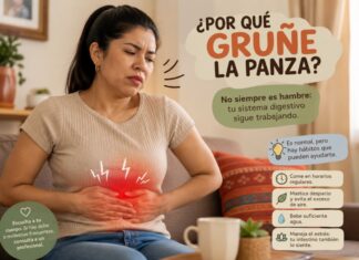 ¿Por qué “gruñe” la panza? La explicación detrás de uno de los sonidos más incómodos del cuerpo Persona sujetándose ligeramente el abdomen mientras escucha sonidos estomacales en un entorno silencioso.