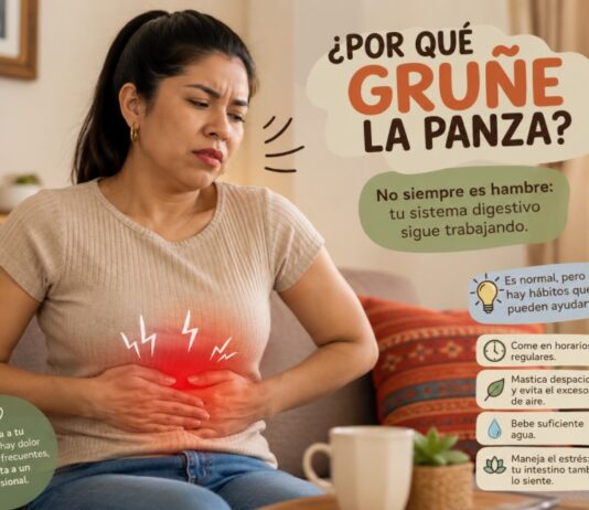 ¿Por qué “gruñe” la panza? La explicación detrás de uno de los sonidos más incómodos del cuerpo Persona sujetándose ligeramente el abdomen mientras escucha sonidos estomacales en un entorno silencioso.
