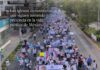 Las iglesias vuelven a ocupar el espacio público Vista aérea de una multitud participando en una marcha provida en una avenida urbana de México, con pancartas, globos azules y contingentes religiosos caminando de manera pacífica.