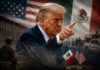 Trump vuelve a mirar hacia México por necesidad de recuperar confianza política en su país Imagen conceptual de Donald Trump frente a banderas de Estados Unidos y México, en un contexto de tensión política y seguridad fronteriza.