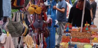 ¿Más ambulantes o más oportunidades? El reto de ordenar el comercio en Guanajuato capital Puesto ambulante de dulces y botanas junto a comerciantes semifijos en una calle concurrida de Guanajuato capital.