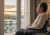 Morir con dignidad: el debate sobre la muerte asistida llega a la Ciudad de México Hombre adulto mayor de apariencia latina sentado en una silla de ruedas mientras observa la luz del atardecer a través de una ventana, en una escena que invita a reflexionar sobre el final de la vida y la dignidad humana.