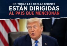 Cuando Trump habla de México, no siempre le habla a México Donald Trump durante una declaración oficial en la Casa Blanca, sentado frente a su escritorio mientras aborda temas relacionados con México, Canadá y la seguridad fronteriza.