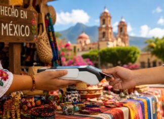 Más de 85 mil prestadores turísticos ya cobran de forma digital en México Persona realizando un pago electrónico mediante una terminal bancaria en un negocio turístico de México.
