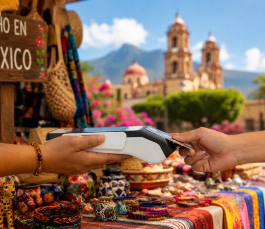 Más de 85 mil prestadores turísticos ya cobran de forma digital en México Persona realizando un pago electrónico mediante una terminal bancaria en un negocio turístico de México.