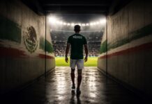 Dejemos de decir “sí se puede”, dejemos de soñar con el “¿Y si sí? Futbolista mexicano camina solo por el túnel de un estadio hacia una cancha iluminada, simbolizando la confianza, la preparación y la mentalidad ganadora antes de un partido.