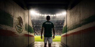 Dejemos de decir “sí se puede”, dejemos de soñar con el “¿Y si sí? Futbolista mexicano camina solo por el túnel de un estadio hacia una cancha iluminada, simbolizando la confianza, la preparación y la mentalidad ganadora antes de un partido.