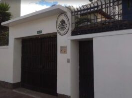 México mantiene cerrada la puerta al diálogo con Ecuador mientras no haya un desagravio por la invasión a su embajada Fachada de la Embajada de México en Quito, centro del conflicto diplomático entre México y Ecuador que actualmente se analiza ante la Corte Internacional de Justicia.