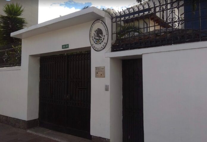 Embajada de México en Ecuador Fachada de la Embajada de México en Quito, centro del conflicto diplomático entre México y Ecuador que actualmente se analiza ante la Corte Internacional de Justicia.