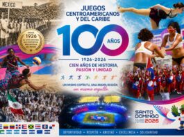 Los Juegos Centroamericanos y del Caribe cumplen cien años y siguen siendo una de las grandes competencias deportivas del continente Collage conmemorativo por los 100 años de los Juegos Centroamericanos y del Caribe, con atletas de distintas disciplinas, delegaciones de México y Cuba, el estadio de Santo Domingo 2026, la mascota oficial y el emblema del centenario.