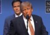 Trump anticipa venganza en caso de ser asesinado Presidente de Estados Unidos habla ante un micrófono durante una comparecencia internacional.