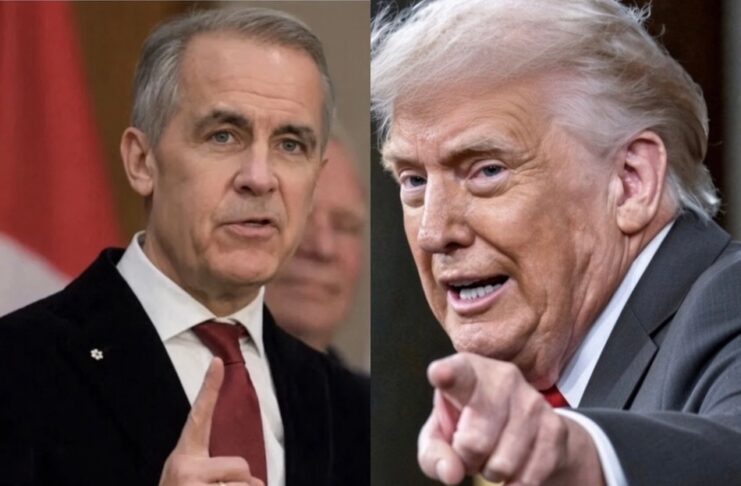 Canadá, México y el costo de desafiar a Estados Unidos Mark Carney, primer ministro de Canadá, y Donald Trump, presidente de Estados Unidos, durante la disputa comercial entre ambos países.