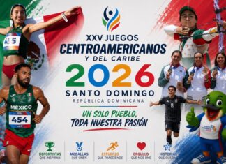 México entra a la recta final de los Centroamericanos 2026 con un nuevo objetivo: romper sus propios récords Composición gráfica con atletas mexicanos de atletismo, tiro con arco y fútbol, junto con medallistas y la mascota oficial de los Juegos Centroamericanos y del Caribe Santo Domingo 2026.
