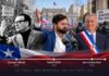 ¿Cómo pasó Chile de Boric a Kast? Composición editorial con Salvador Allende, Gabriel Boric y José Antonio Kast que representa la evolución política de Chile entre 1970 y 2025.
