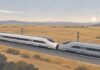 Choque de trenes en Toledo deja al menos 68 muertos y muchas preguntas por resolver Ilustración de dos trenes de alta velocidad en contacto sobre una vía, en un paisaje de tonos ocres y grises, sin personas ni escenas explícitas.